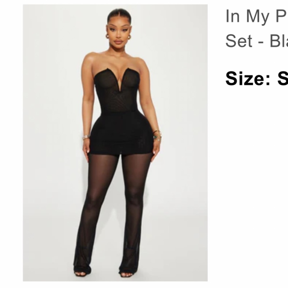 Fashion Nova Black Mesh 2 Piece Set